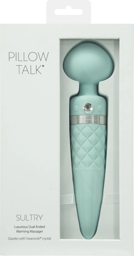 Вибромассажер 2в1 PILLOW TALK - Sultry Teal, классический массажер и вибратор с ротацией, подогрев фото 13