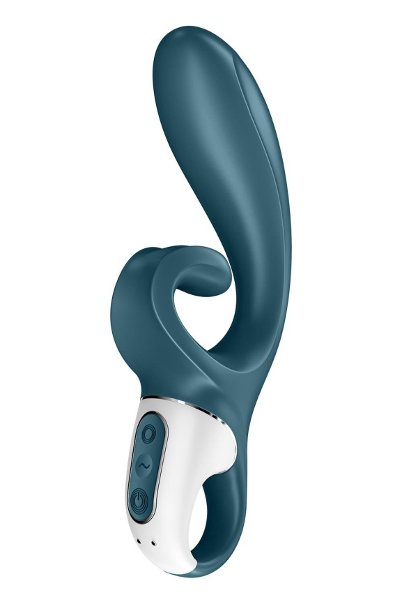 Смарт вібратор-кролик Satisfyer Hug Me Bluegrey, 2 мотори, діаметр 4,2см, широка кліторальна частина фото 4