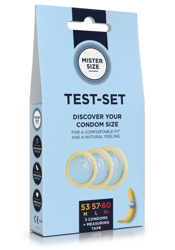 Набор презервативов Mister Size test-set 53–57–60, 3 размера + линейка, толщина 0,05 мм фото 3