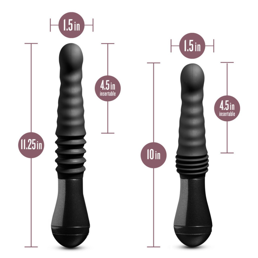 Пульсатор Blush Temptasia – Lazarus Thrusting Dildo – Black, ребристий стовбур, 3 швидкості фото 5