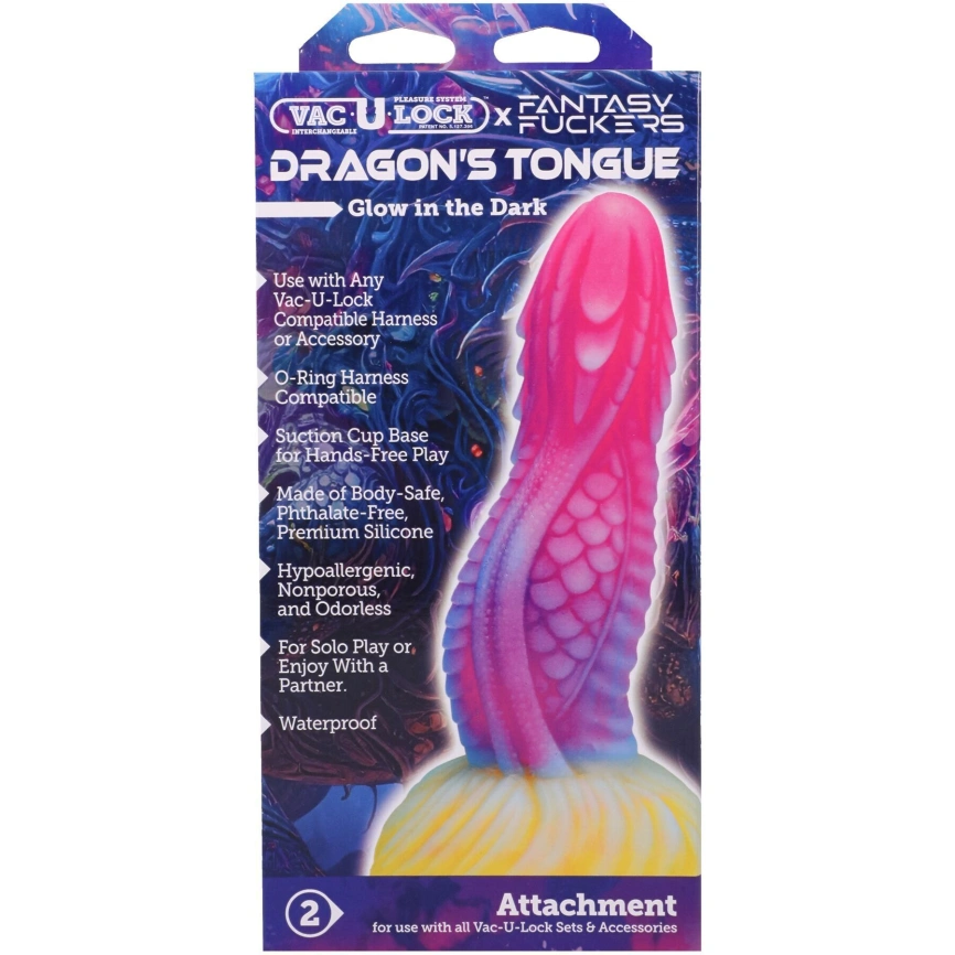 Фэнтезийный фаллоимитатор Doc Johnson Vac-U-Lock Fantasy Fuckers Dragon's Tongue (мятая упаковка!!!) фото 8