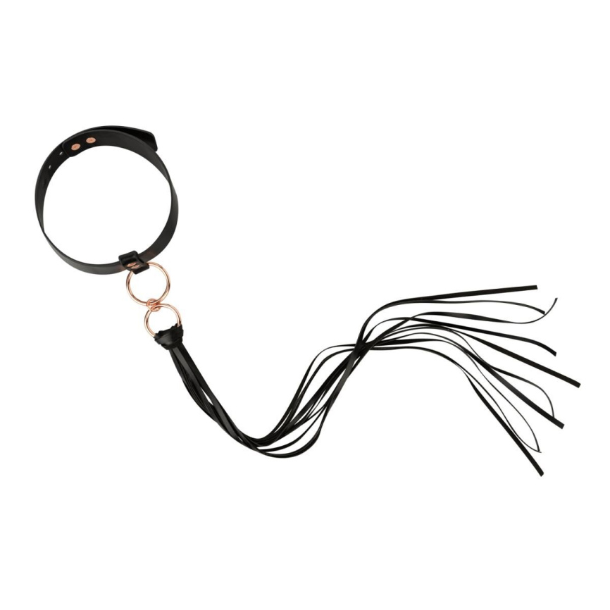 Нашийник с флогером Rosy Gold - Collar with Flogger - Black фото 3