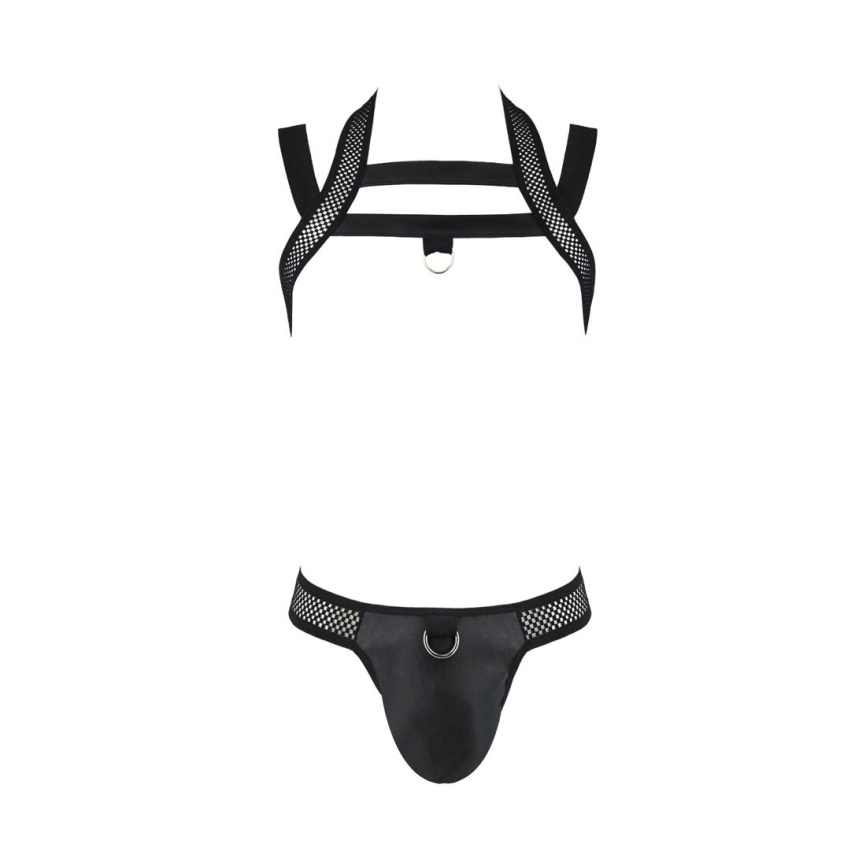 Комплект чоловічої білизни з кріпленнями Passion 043 JACOB XXL/XXXL Black, труси, шлейки фото 11