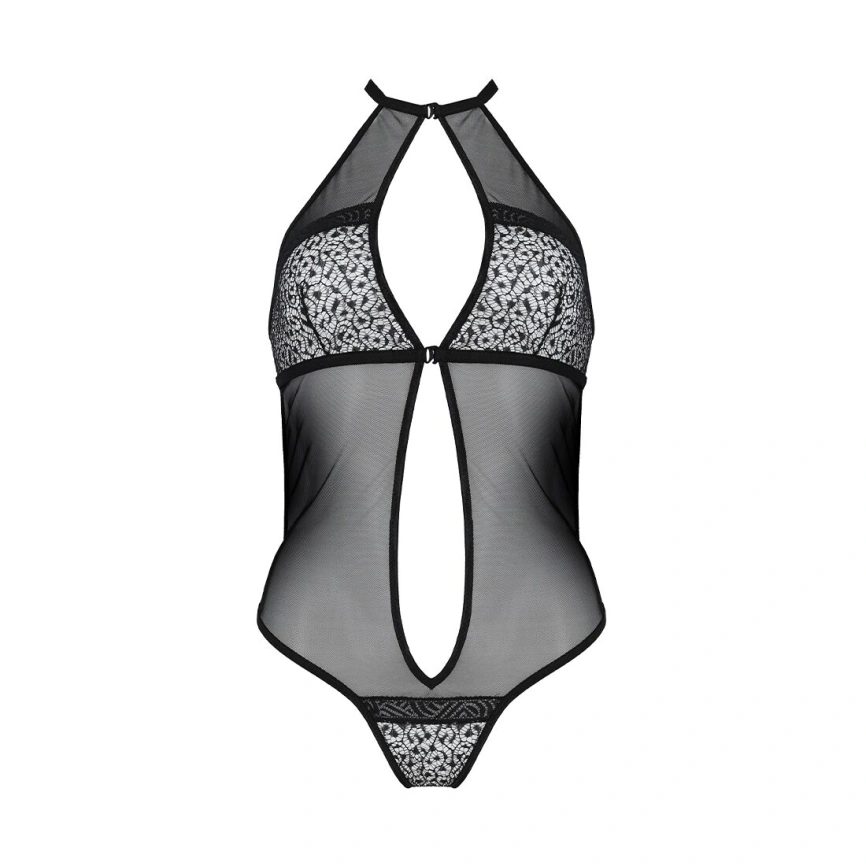 Сетчатое боди с кружевом на груди Passion SATARA BODY L/XL black фото 10