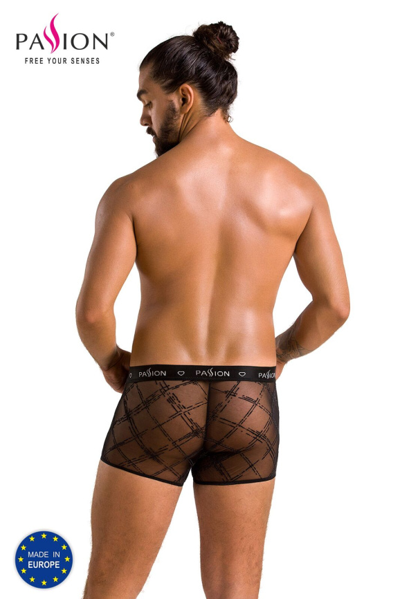Чоловічі прозорі боксери Passion 032 SHORT JAMES L/XL Black, сітка фото 6