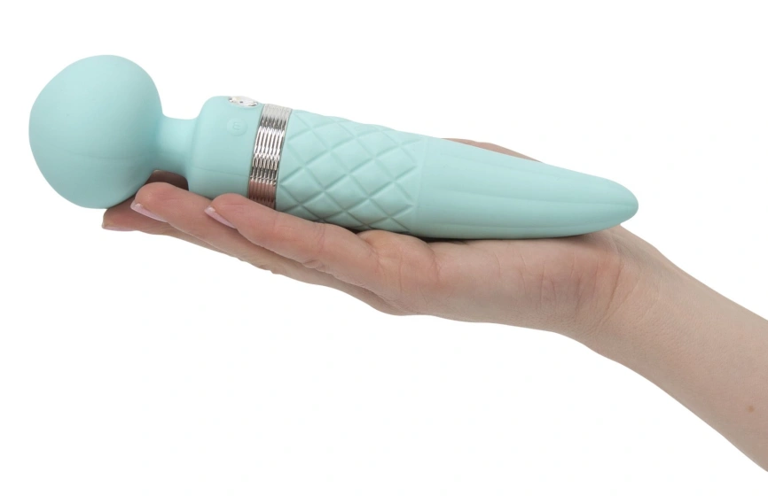 Вибромассажер 2в1 PILLOW TALK - Sultry Teal, классический массажер и вибратор с ротацией, подогрев фото 7