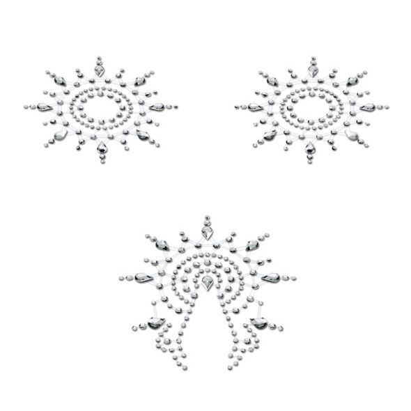 Пестіс з кристалів Petits Joujoux Gloria set of 3 - Silver, прикраса на груди та вульву фото 1