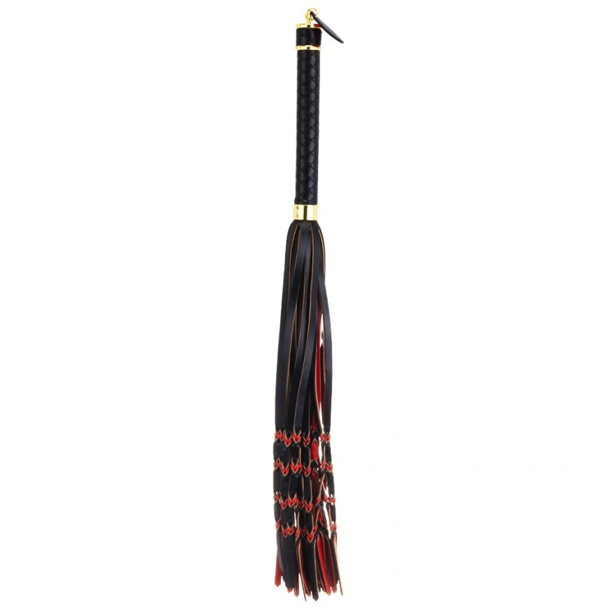 Флоггер LOCKINK SEVANDA Red & Black Braided Tail Flogger, красно-черный, хвосты с узелками фото 2