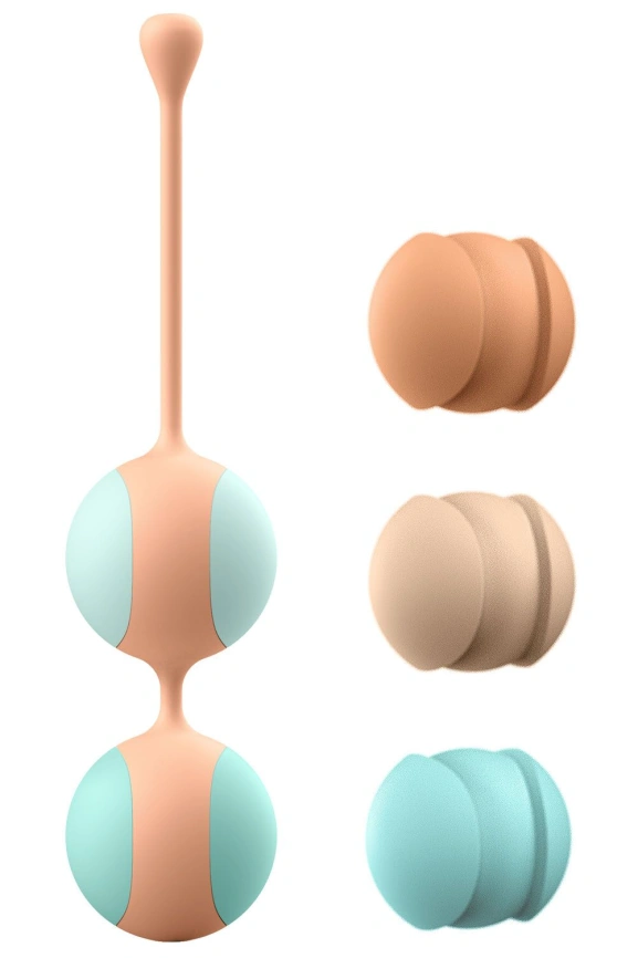 Вагинальные шарики Liebe Kewos — Peach/Mint, 5 шариков в комплекте, 15, 25, 35, 45 и 55 г фото 4
