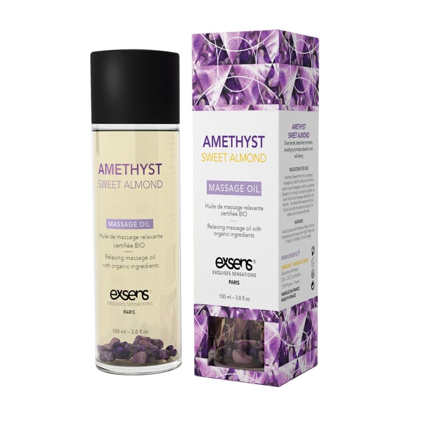 Массажное масло EXSENS Amethyst Sweet Almond (расслабляющее с аметистом) 100мл, натуральное фото 6