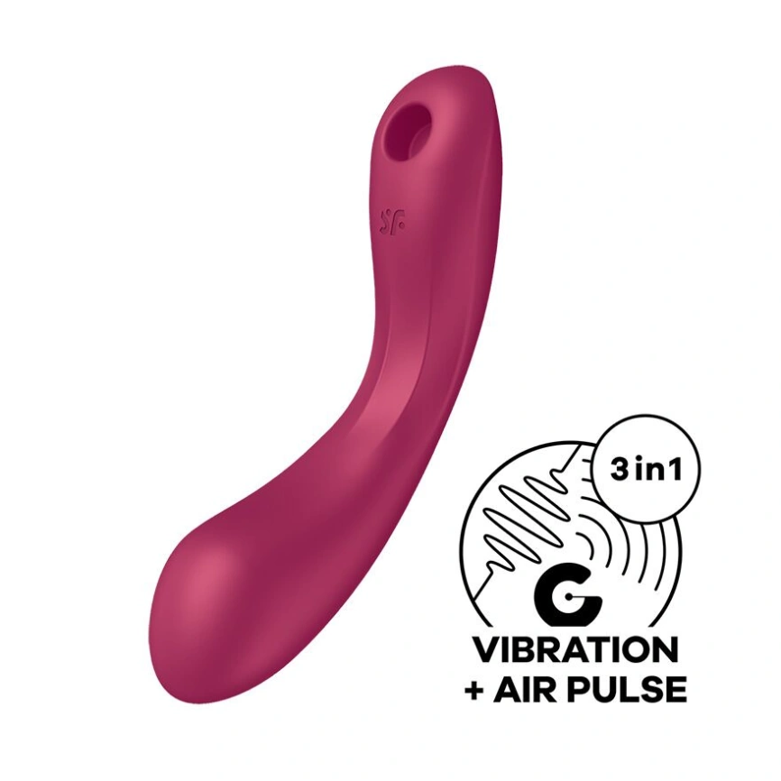 Вакуумный стимулятор с вибрацией Satisfyer Curvy Trinity 1 Red, игрушка 3в1 фото 1