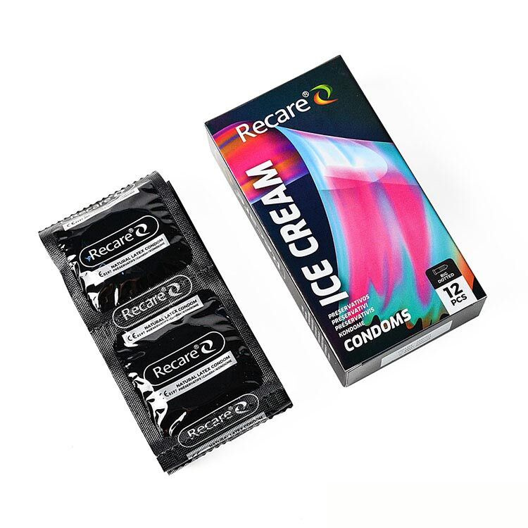 Презервативи Holographic Recare Ice Cream Big Dotted Condoms 12 шт, з пухирцями, аромат: морозиво фото 2