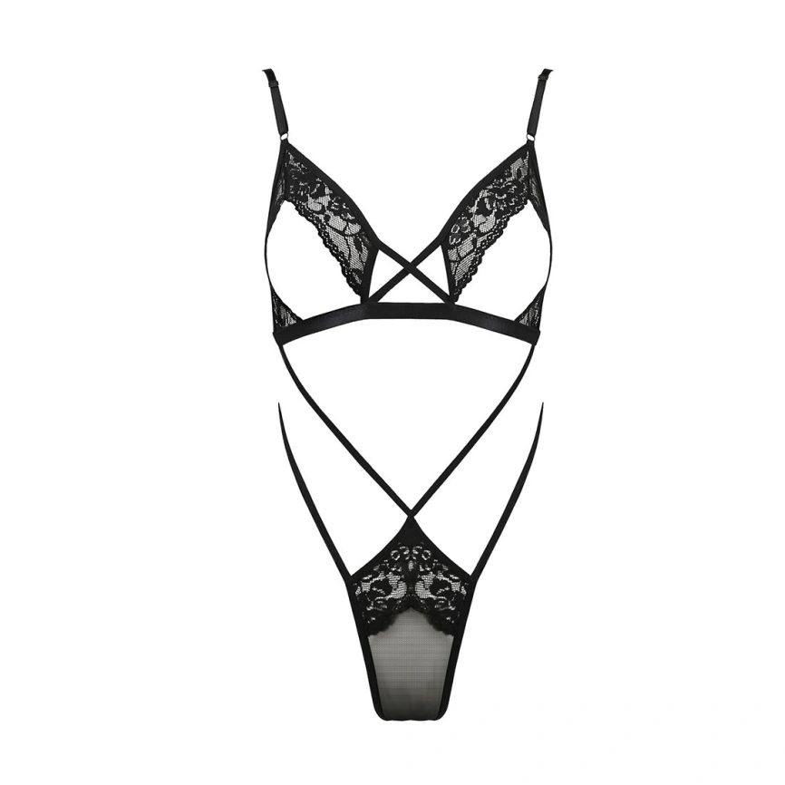 Боди-монокини с открытой грудью Passion DIABOLINA BODY S/M, black фото 6
