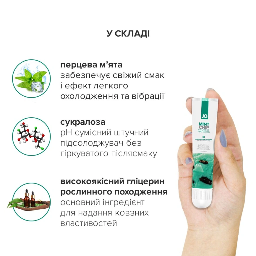 Гель для клитора JO — Mint Chip Chill (10 мл), можно для поцелуев, вибрация с охлаждением фото 4