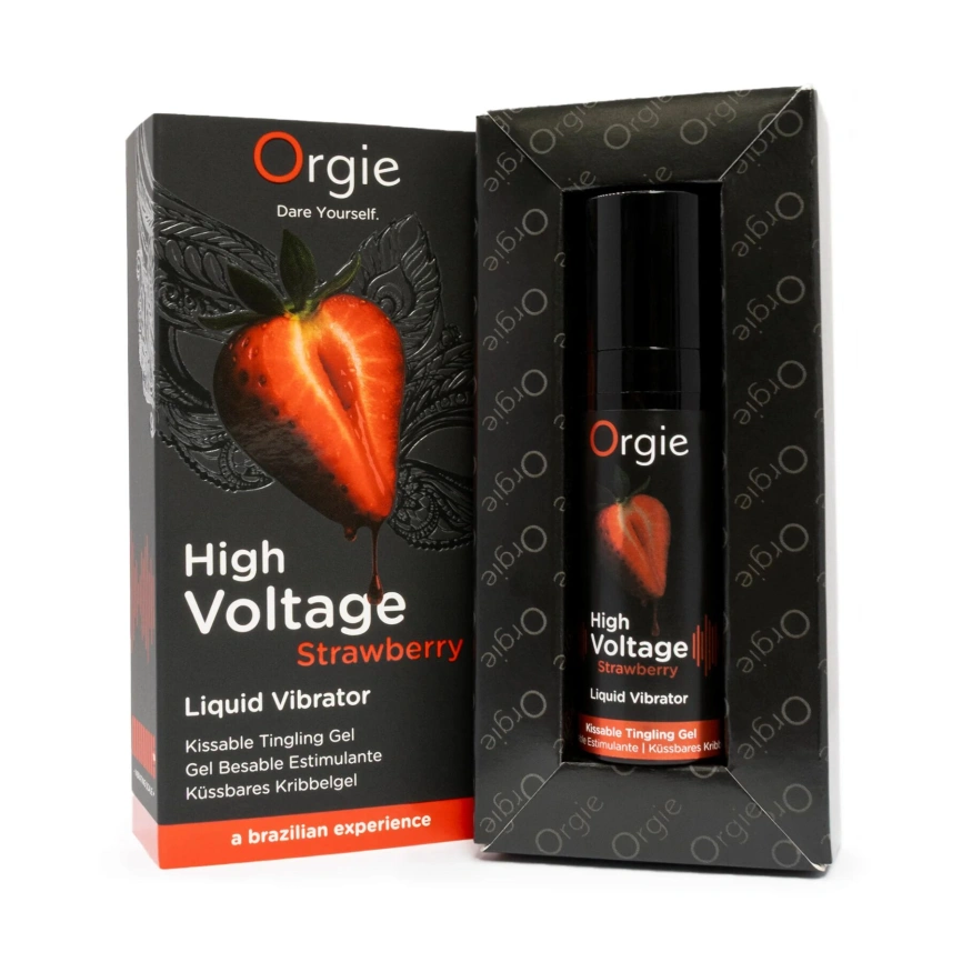 Жидкий вибратор Orgie High Voltage – Strawberry, 15 мл, эффект мурашек, очень мощный, вкус клубники фото 3