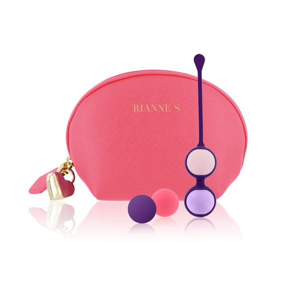 Набір вагінальних кульок Rianne S: Pussy Playballs Coral, маса 15, 25, 35, 55г, моноліт, косметичка фото 1