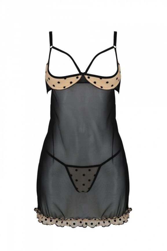 Эротический пеньюар Passion MARINA CHEMISE, S/M, beige фото 3
