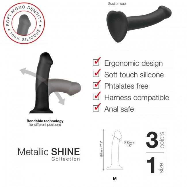 Насадка для страпона Strap-On-Me Mono Density Dildo Violet M, диам. 3,3см, однослойный силикон, гибк фото 5
