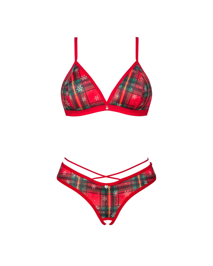 Комплект Obsessive Ms Merrilo 2-pcs set, XS/S, м’який бюстгальтер та трусики з доступом і з помпоном фото 3