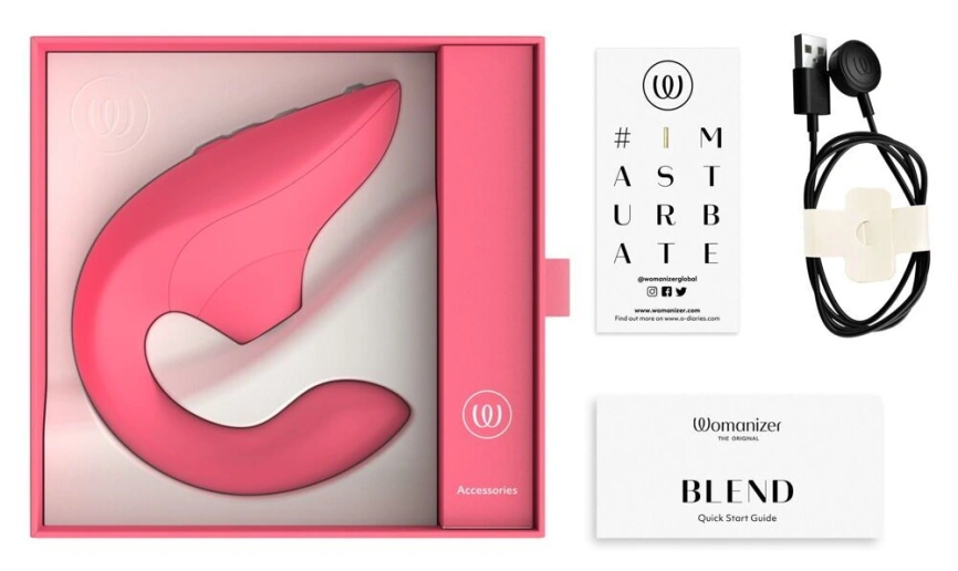 Вагинально-клиторальный стимулятор Womanizer Blend Vibrant Rose, вибрация + вакуум, 2 мотора фото 6
