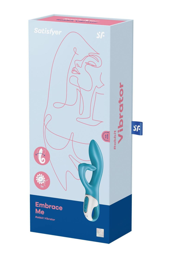 Вібратор-кролик із потрійним відростком Satisfyer Embrace me Turquoise, 2 мотори, діаметр 3,6 см фото 7