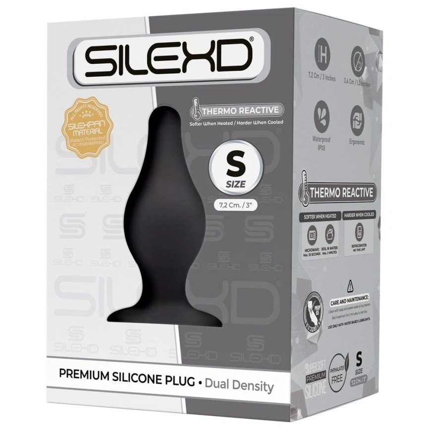 Анальная пробка SilexD (Model 2 size S) двухслойная, силикон+Silexpan, диаметр 3,4 см фото 2