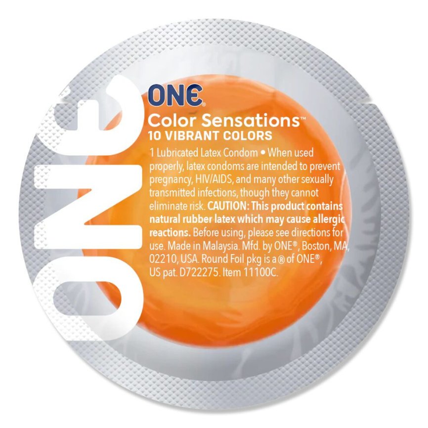 Набір презервативів ONE Color Sensations, 100 шт, кольорові, 10 кольорів, зі змазкою, паковання-тубус фото 2