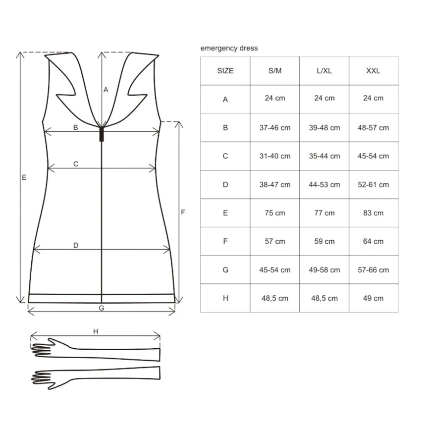 Эротический костюм медсестры Obsessive Emergency dress S/M, white, платье, стринги, перчатки, чепчик, стетоскоп фото 5
