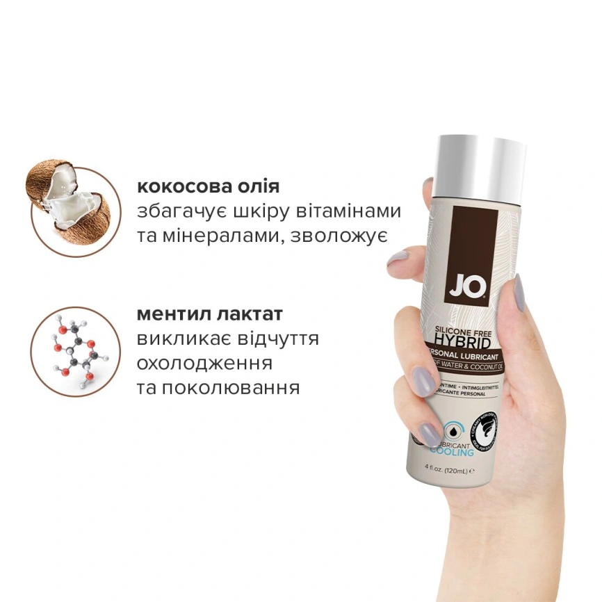 Охлаждающая смазка-крем с кокосовым маслом JO Coconut Hybrid COOLING (120 мл) белая фото 4