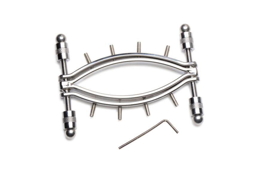 Затискач для вагіни Master Series: Spread 'Em Poker Vagina Clamp with Adjustable Pressure Screws, ши фото 3