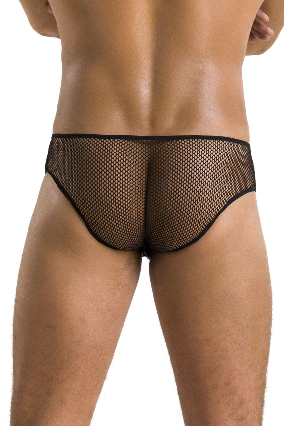 Чоловічі труси зі шнурівкою Passion 035 SLIP RICHARD S/M Black, екошкіра, сітка фото 2