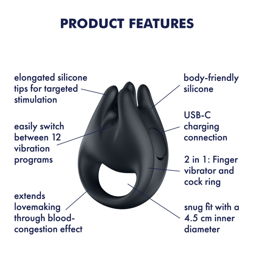 Вібратор на палець та ерекційне кільце 2в1 Satisfyer Perfect Pair 1 фото 6
