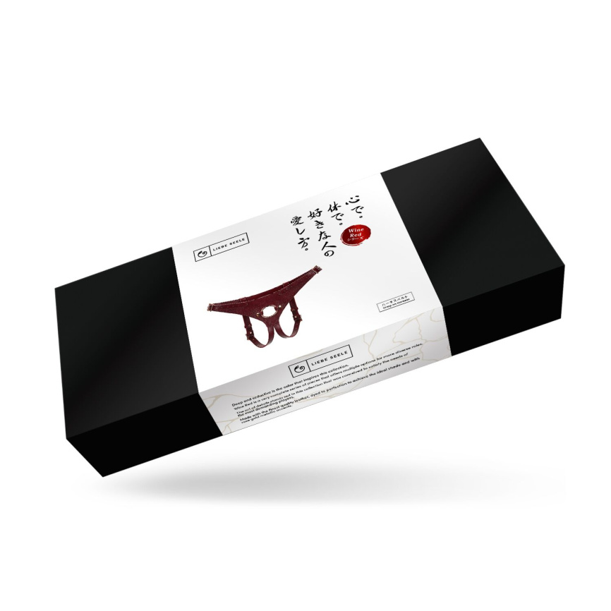 Шкіряні трусики для страпона Liebe Seele Wine Red Strap on Harness, універсальний розмір фото 9