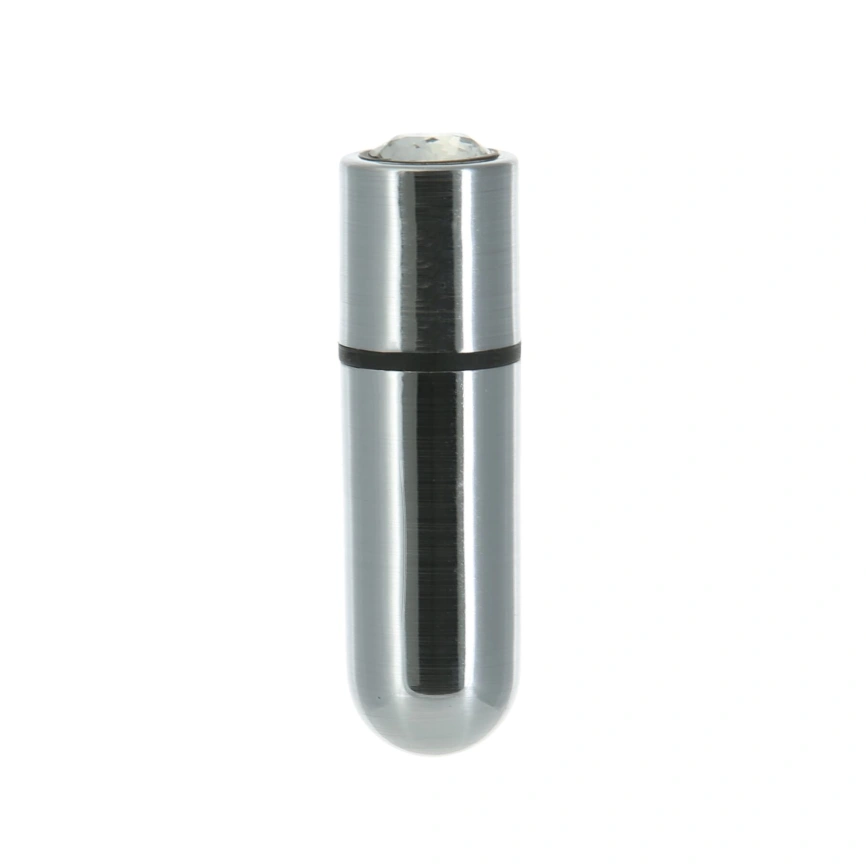 Вибропуля PowerBullet First-Class Bullet 2.5″ with Key Chain Pouch, Silver, 9 режимов вибрации фото 1