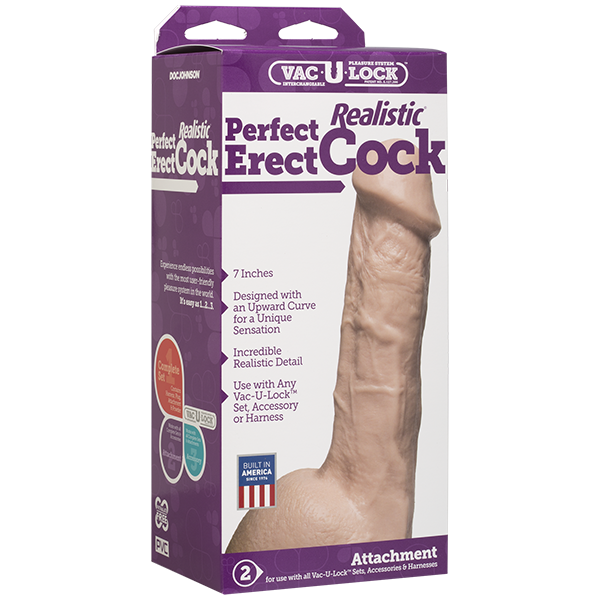Фалоімітатор Doc Johnson - 7 Inch Perfect Erect Cock, велика головка, Vac-U-Lock фото 2