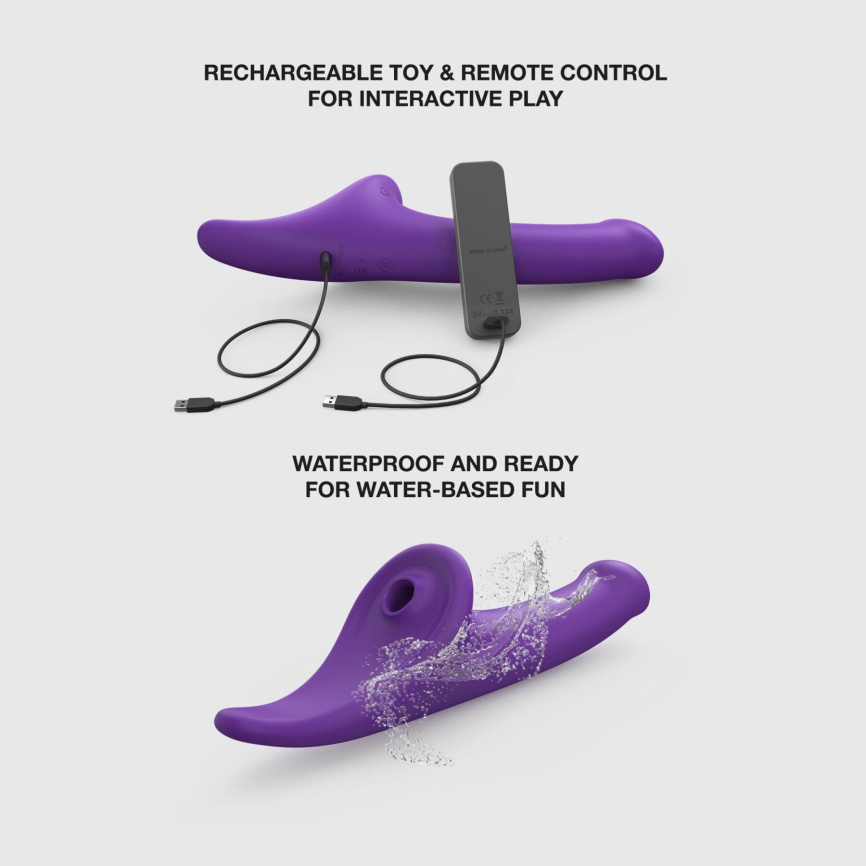 Вібронасадка для страпону з вакуумною стимуляцією Strap-On-Me Multi Orgasm Dildo S Purple фото 4