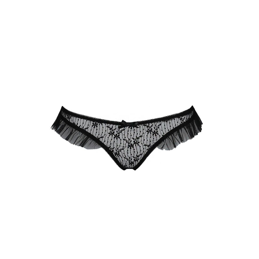 Трусики з оборками Passion Exclusive DONIA THONG S/M, black фото 5