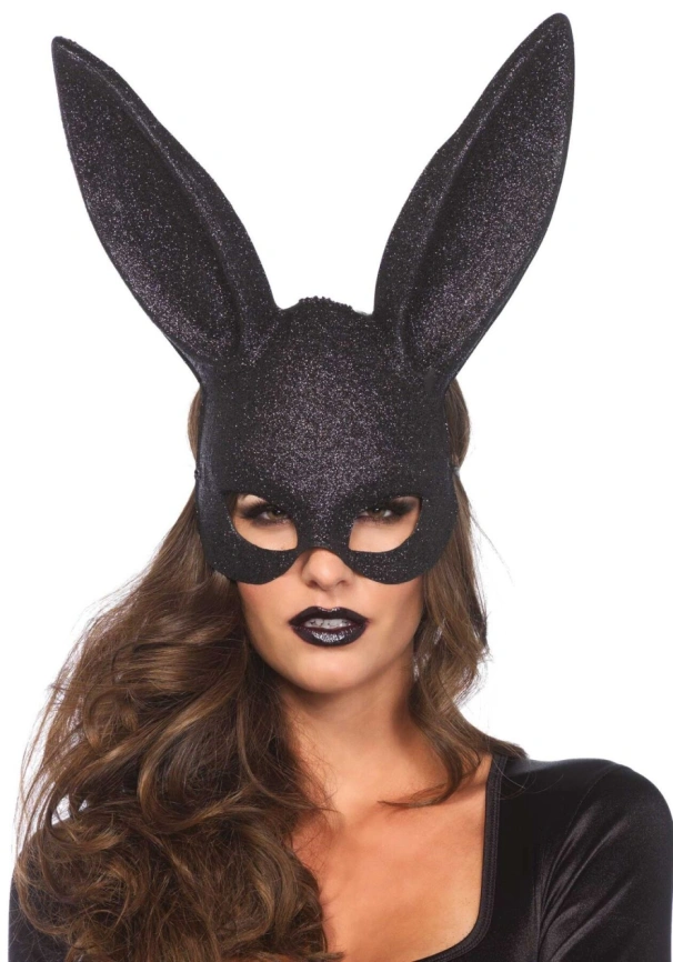 Сверкающая маска кролика Leg Avenue Glitter masquerade rabbit mask Black фото 1
