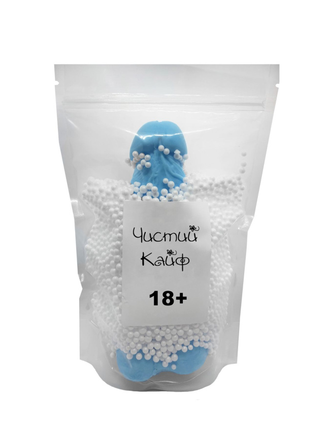Мило у формі пеніса Чистий Кайф Blue size XL, крафтове мило-член, натуральне фото 4