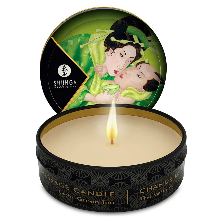 Массажная свеча Shunga Mini Massage Candle - Exotic Green Tea (30 мл) с афродизиаками фото 1