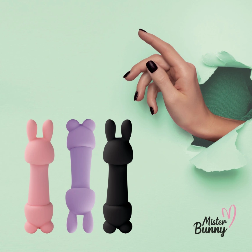 Мини-вибратор FeelzToys Mister Bunny Pink с двумя насадками фото 6