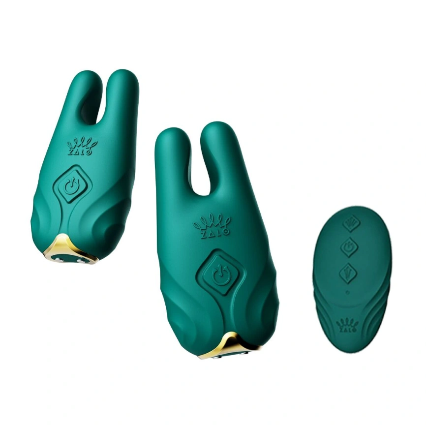 Смартвибратор для груди Zalo - Nave Turquoise Green, пульт ДУ, работа через приложение фото 8