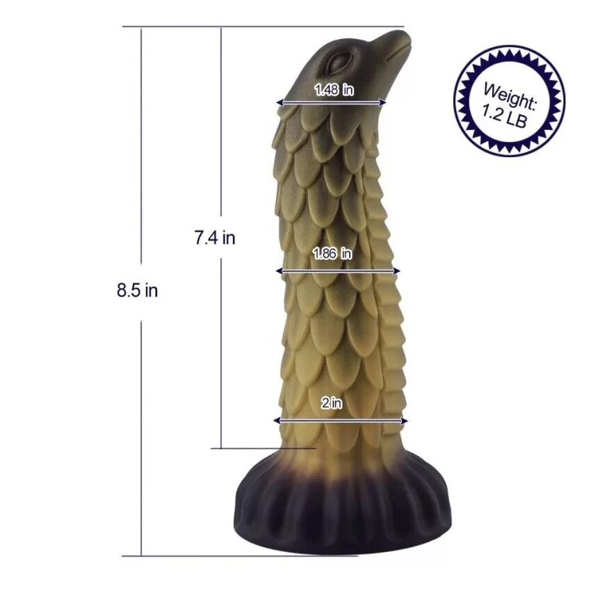 Фалоімітатор для секс-машин Hismith 8.5″ Squama Beast Silicone Dildo Monster Series, KlicLok фото 2