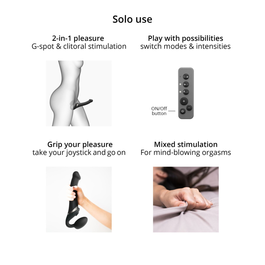 Безремінний вібрострапон з вакуумною стимуляцією Strap-On-Me MULTI ORGASM Blue L, регульований фото 9