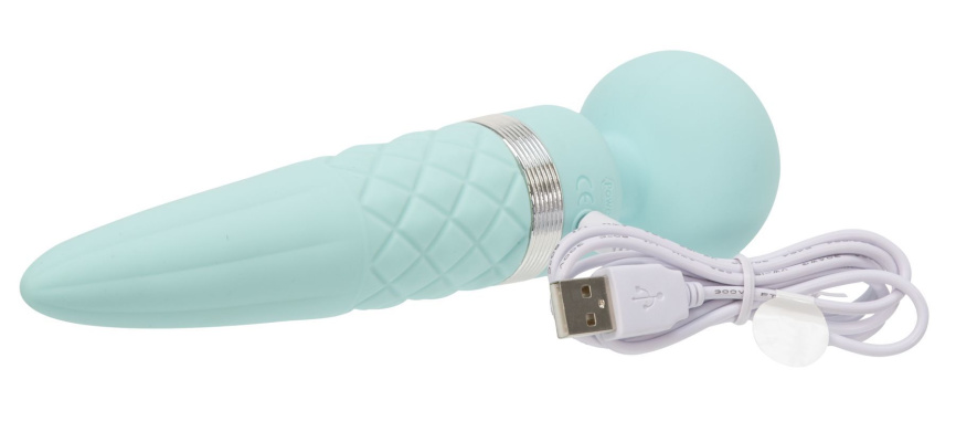 Вібромасажер 2в1 PILLOW TALK - Sultry Teal, класичний масажер і вібратор з ротацією, підігрів фото 2