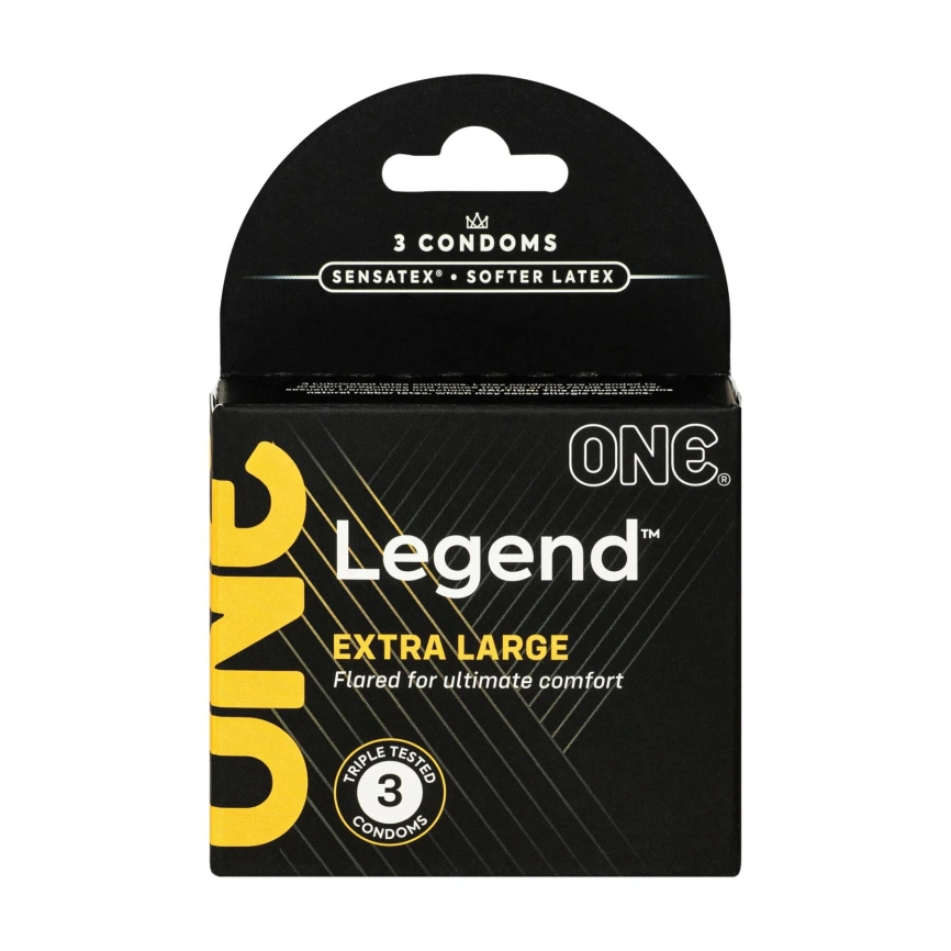 Презервативы ONE Legend XL, 3 шт, увеличенный размер, расширение на конце, картонная упаковка фото 1