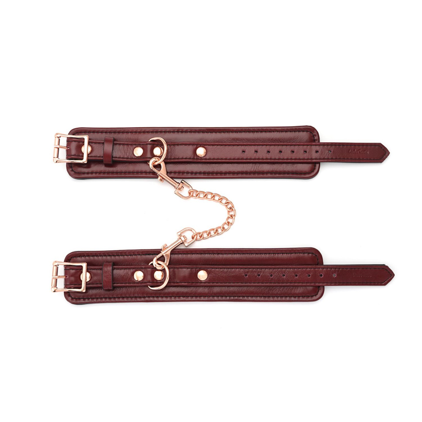 Шкіряні поножі Liebe Seele Wine Red Ankle Cuffs, знімний ланцюжок-кріплення фото 4