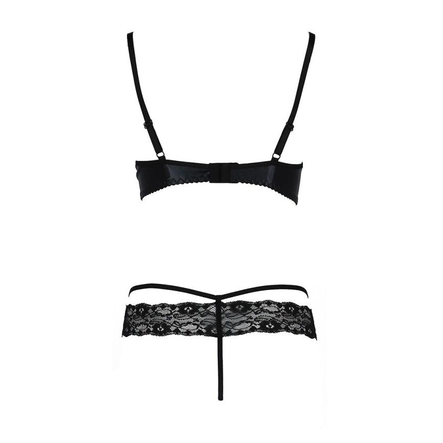 Комплект білизни Passion Exclusive NORTH SET XXL/XXXL, black, ліф і трусики з елементами під латекс фото 6