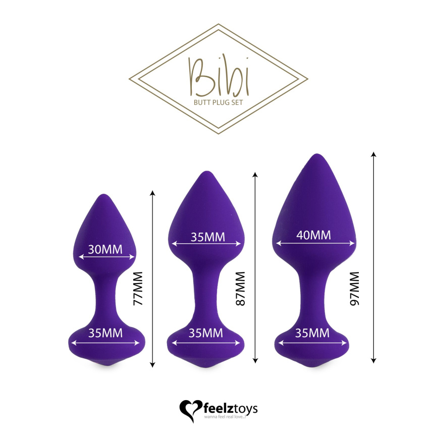 Набір силіконових анальних пробок FeelzToys - Bibi Butt Plug Set 3 pcs Purple фото 2