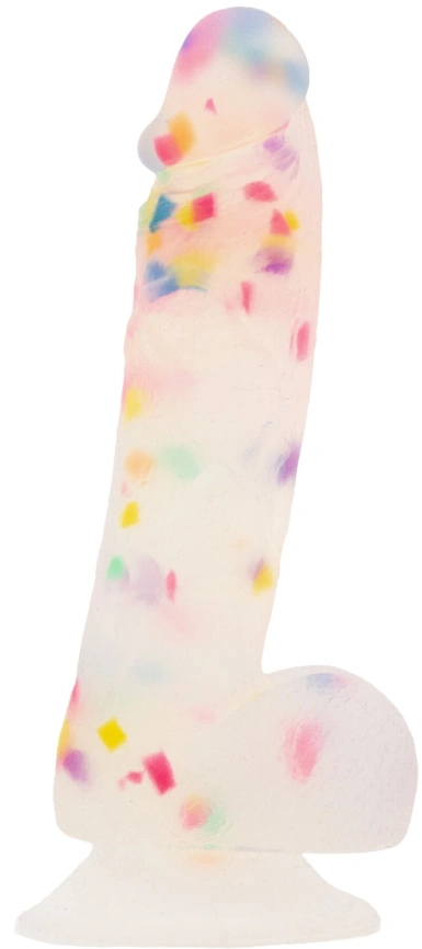 Фаллоимитатор с конфетти ADDICTION - PARTY MARTY 7.5″ - FROST & CONFETTI, 19 см, силикон фото 1